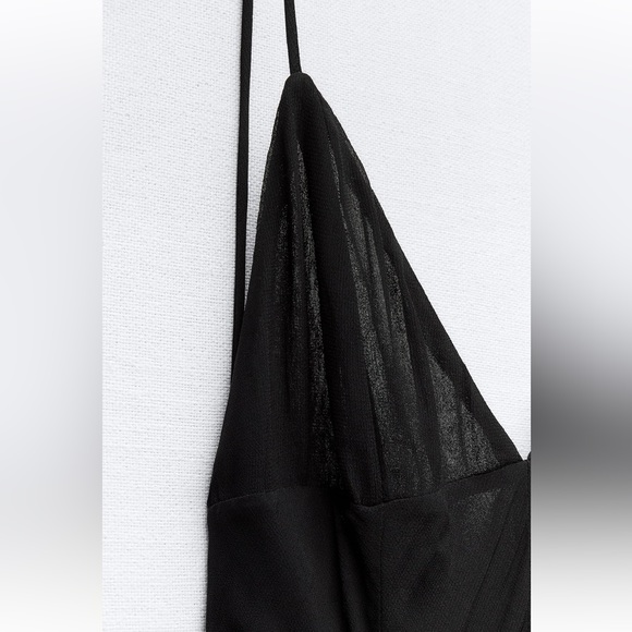 Last one 🚨Zara STRAPPY GAUZE Maxi Dress V-neck Open back strap Lining M NWT - Picture 10 of 13